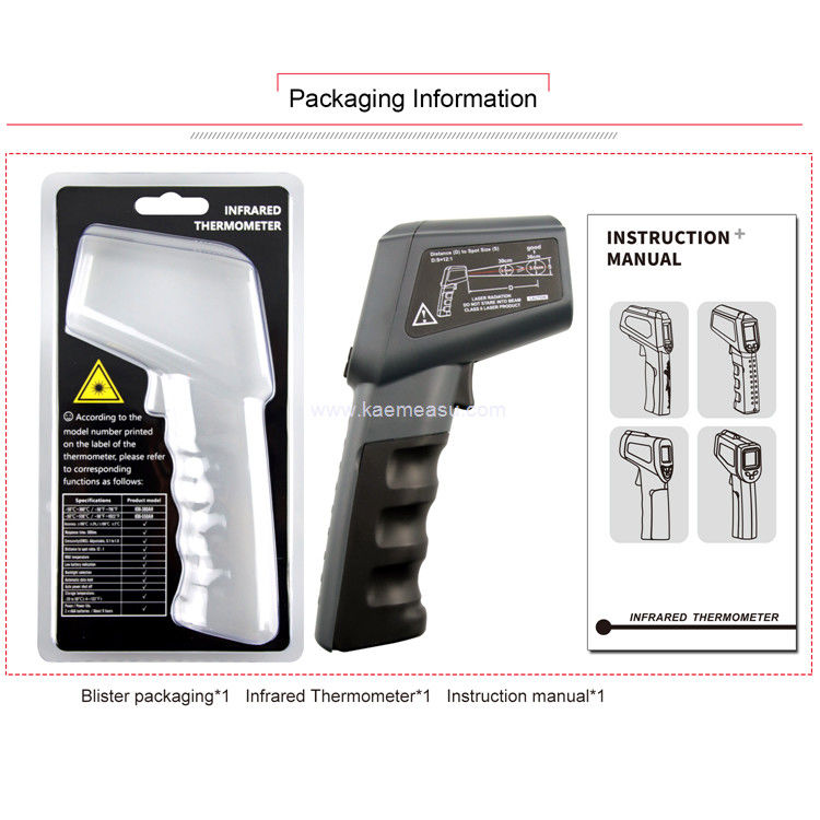 Kaemeasu Colour Display High Heat Infrared Thermometer com direção a laser