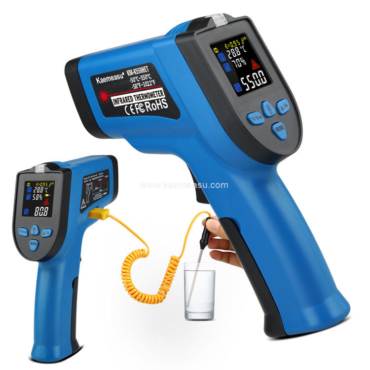 Kaemeasu 550°C Colour Display Thermometer sem toque com termocouple tipo K