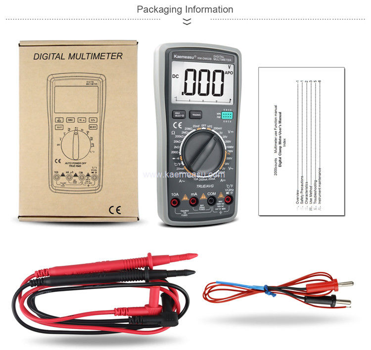 Kaemeasu 02B OEM ODM Mulímetros Elétricos True RMS Tester de Resistência de Capacidade de Corrente de Voltagem
