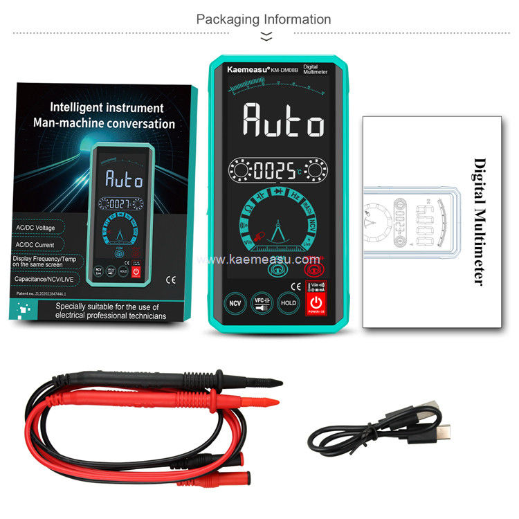 Kaemeasu 08D Controle de voz Testeur de multimetros Eletrônico Voltmetro NCV Ture RMS Testeur de tensão