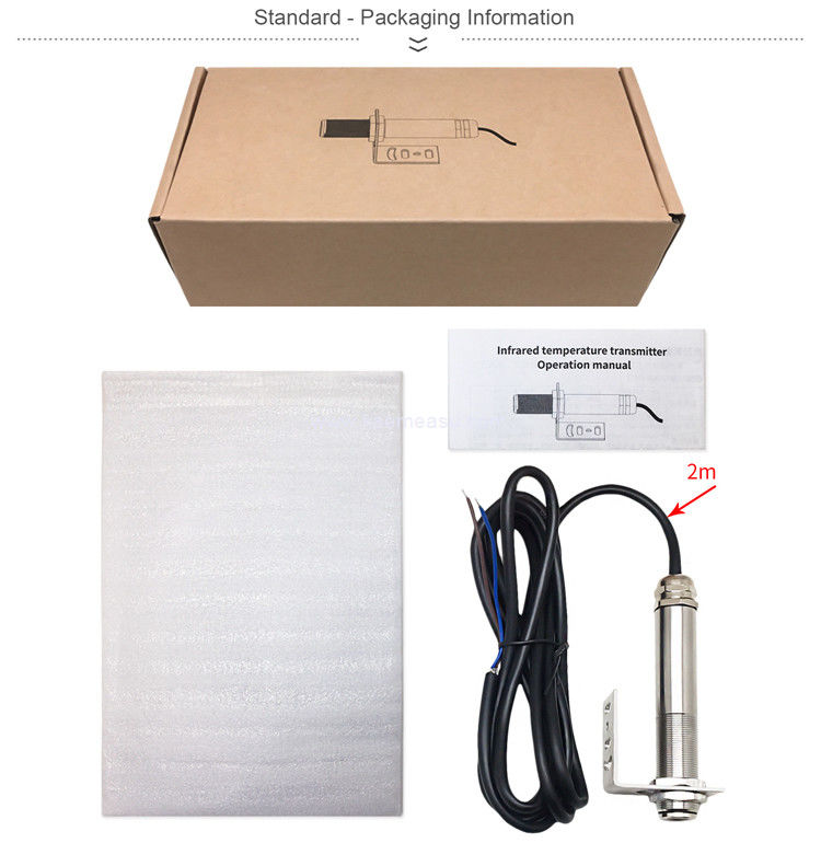 Kaemeasu 304 Sensor de temperatura infravermelha de aço inoxidável Monitoramento de temperatura industrial sem contacto -20~300°C