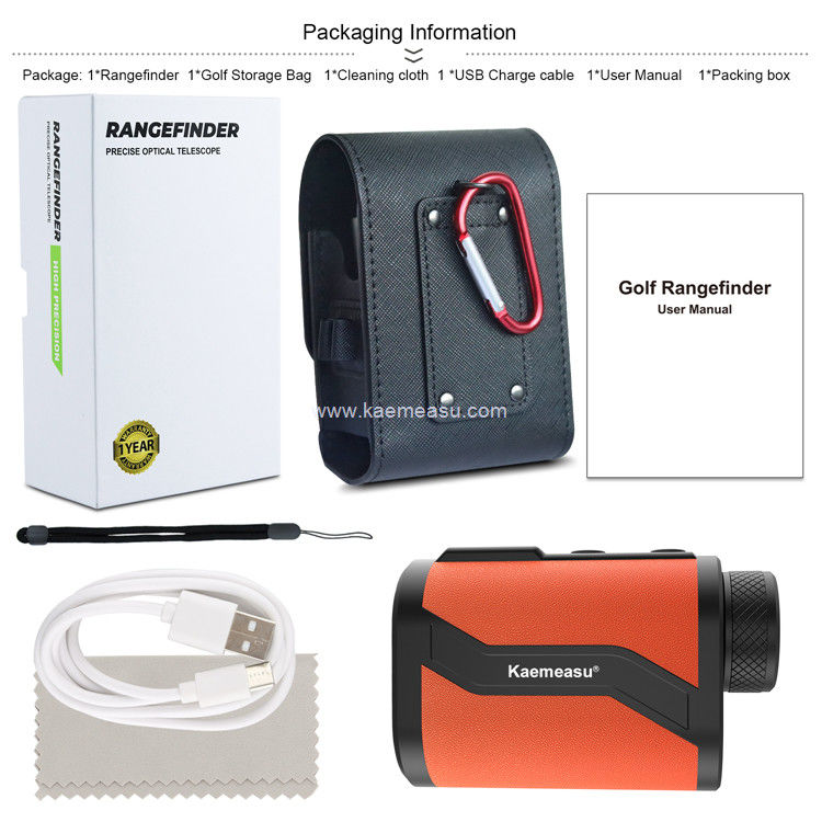 Kaemeasu Golf Rangefinder 6.5X Alumínio Couro Shell Laser Rangefinder com Função de Magnético de Bloqueio de Bandeira MAL600