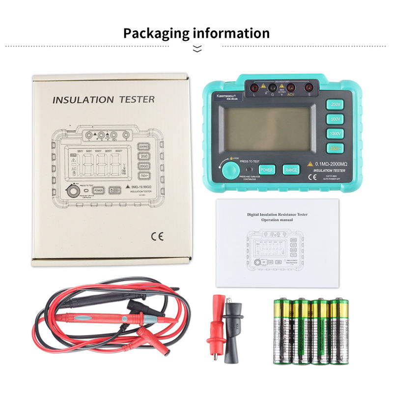 Kaemesau 1999 Teste de resistência ao isolamento do mostrador de contagem 250 V 500 V 1000 V Proteção contra sobrecarga Teste de resistência ao isolamento digital IR10A