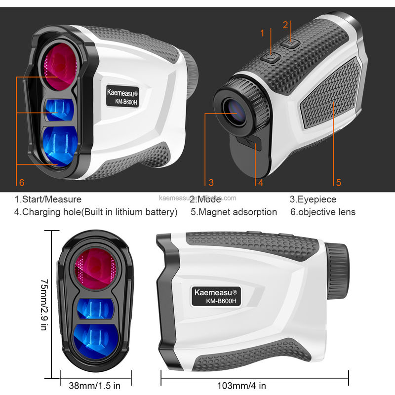 Kaemeasu Portátil recarregável OEM Hunting Golf Laser Rangefinder Com Adsorção Magnética 450M/600M/800M/1000M