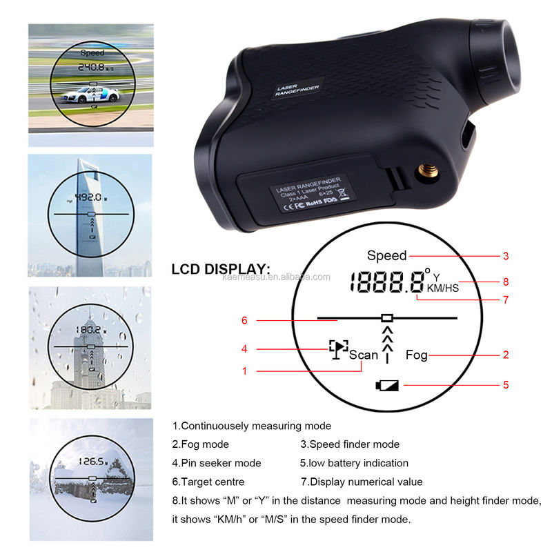 Multifunção Golf Caça Portátil Digital Laser Rangefinder Telescópio de aventura ao ar livre Laser Distância Meter 600m 900m 1200m 1
