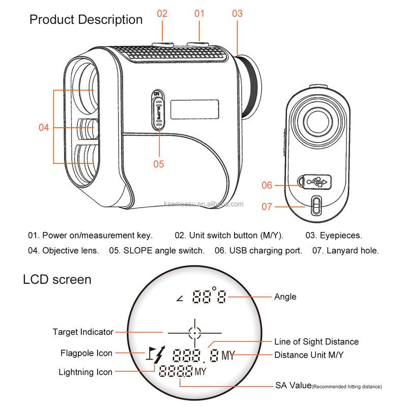 Nova Chegada Laser Distance Meter Cachá Rangefinder Tiro ao ar livre Esporte Telescópio Golf Laser Rangefinder