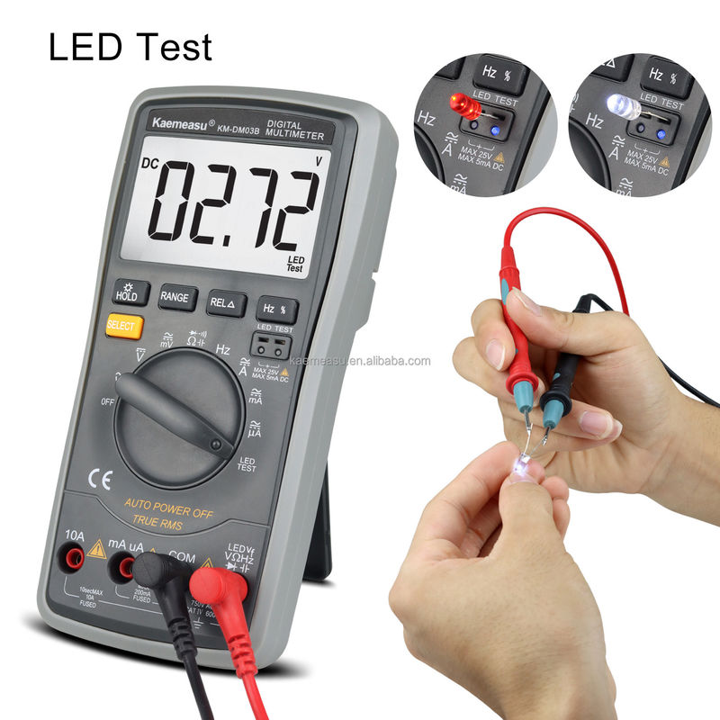 03B Mulímetros digitais profissionais DC AC Voltagem Resistência actual Verdadeiro RMS Diodo LED Teste Automático alcance Universal Meter