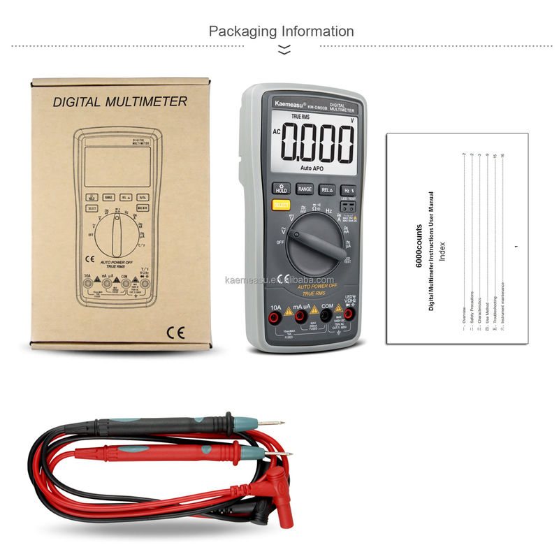 03B Mulímetros digitais profissionais DC AC Voltagem Resistência actual Verdadeiro RMS Diodo LED Teste Automático alcance Universal Meter
