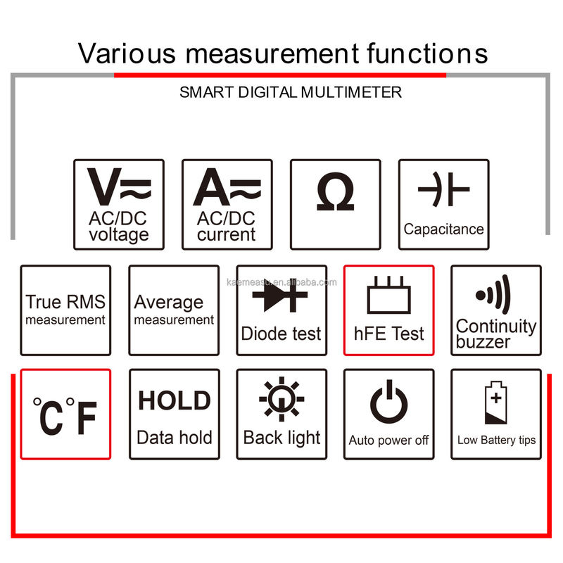 OEM ODM Anti-queimadura Multimetros Digitais Clamp meter ture rms bateria diodo hFE tester detector de tensão multimetro para venda