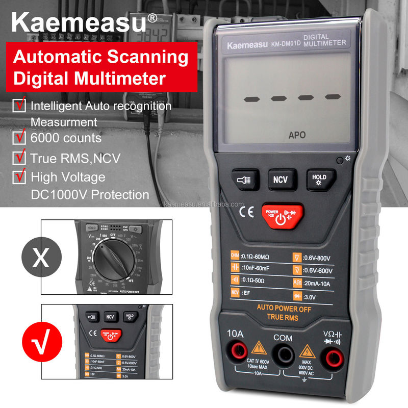 OEM ODM Smart Multimeter 6000 Contas Eletrônico Banco Multimetro Mini portátil Ture RMS Square Wave Output Multimetros digitais