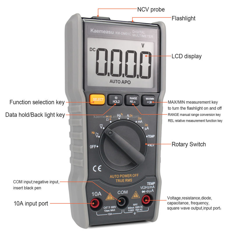 OEM ODM T-rms multimetro eletrônico multimetro digital Ncv Ohm Hz Tester avômetro Mini multimetro portátil para venda