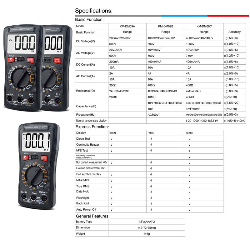 3999 Contagens TRMS Multimétros LCD Profissionais NCV Multiméter de banco Elétrico Multiméter Digital Inteligente Multimetros Automóveis