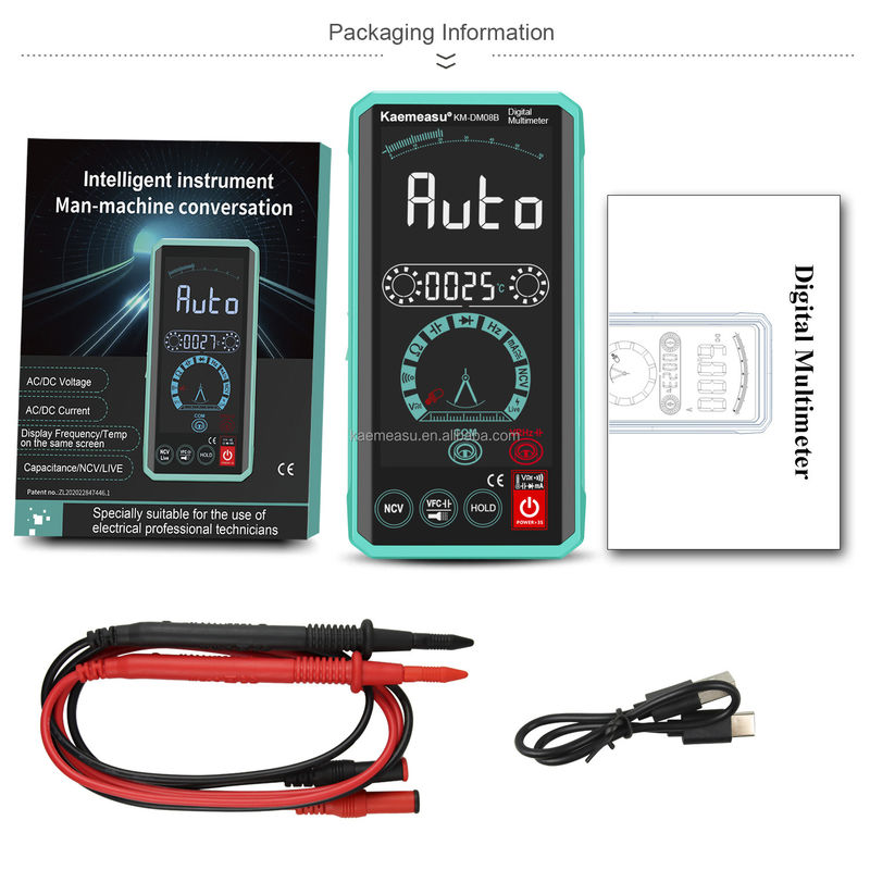 Equipamento de ensaio de eletricista Multiméter digital com certificação CE/RoHS/FCC e alcance de corrente de medição de 300 mA