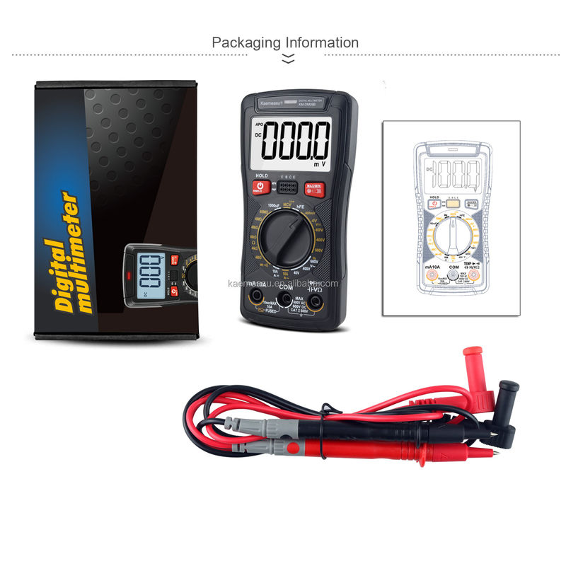Mini-multimétro digital multifuncional para medição de resistência e continuidade 200mV-1000V 40-40mF