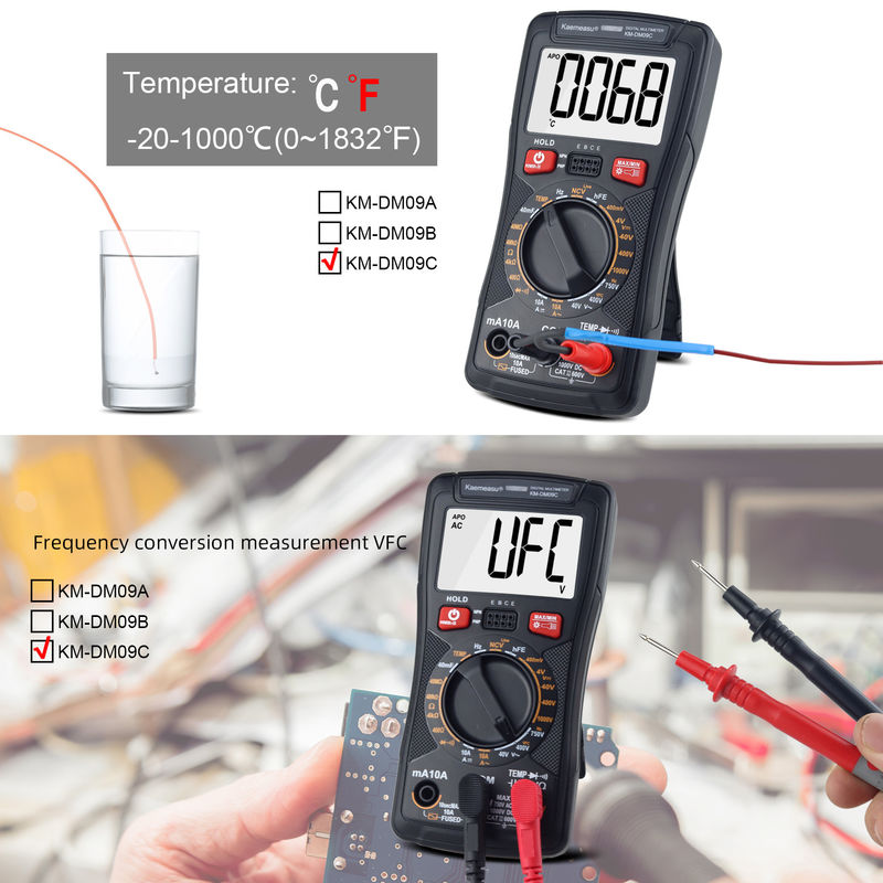 Mini-multimétro digital multifuncional para medição de resistência e continuidade 200mV-1000V 40-40mF
