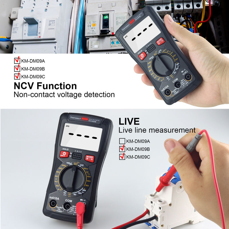 Mini-multimétro digital multifuncional para medição de resistência e continuidade 200mV-1000V 40-40mF