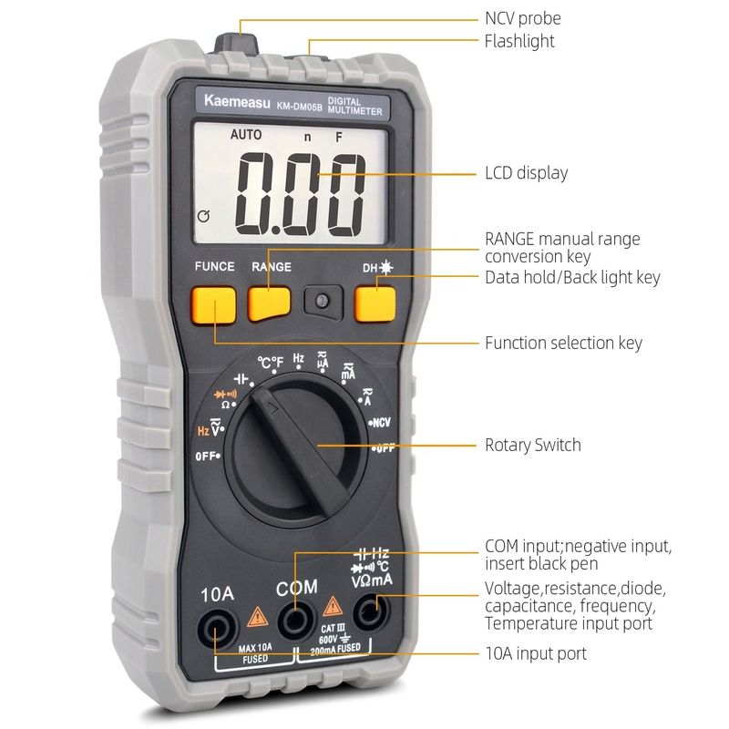Mini Multiméter Digital DC/AC Voltagem Ampérimetro Corrente Ohm Temperatura T-rms Alta precisão Eletrônico Multiméter Digital