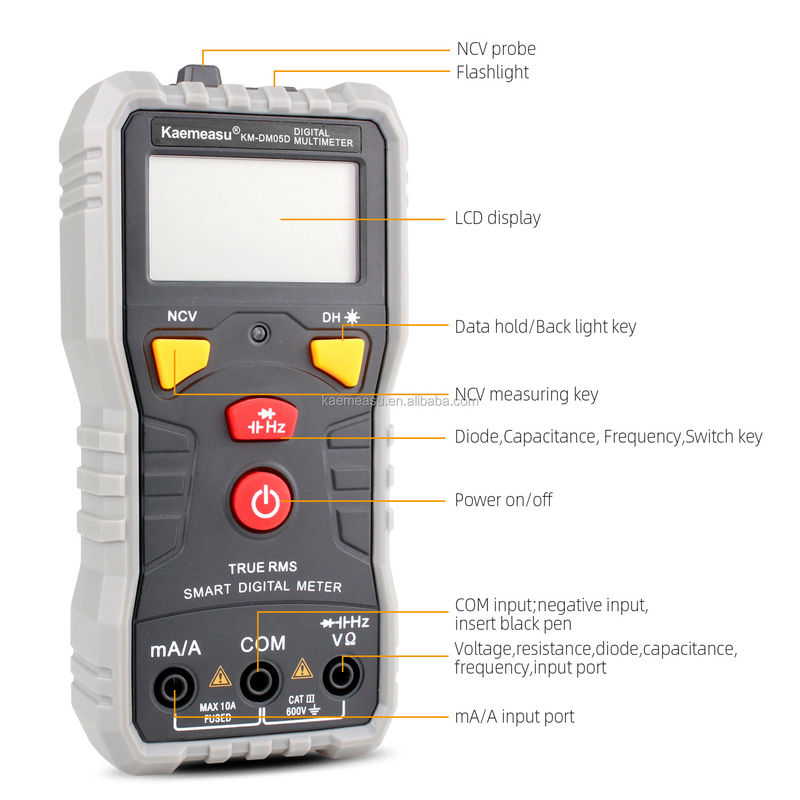 Kaemeasu Multiméter digital portátil inteligente DC AC Auto Range Multiméter digital vivo sem fio linha de teste Multiméter digital