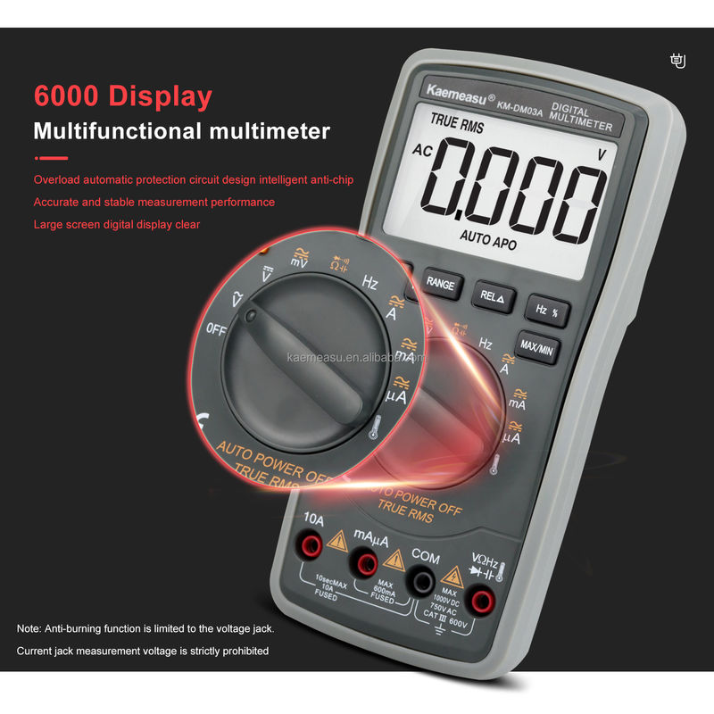 Alta precisão Anti-queimada 1000V Multimetros Digitais LCD Screen Voltmeter Função RMS Verdadeiro Multi Meter com sonda de temperatura