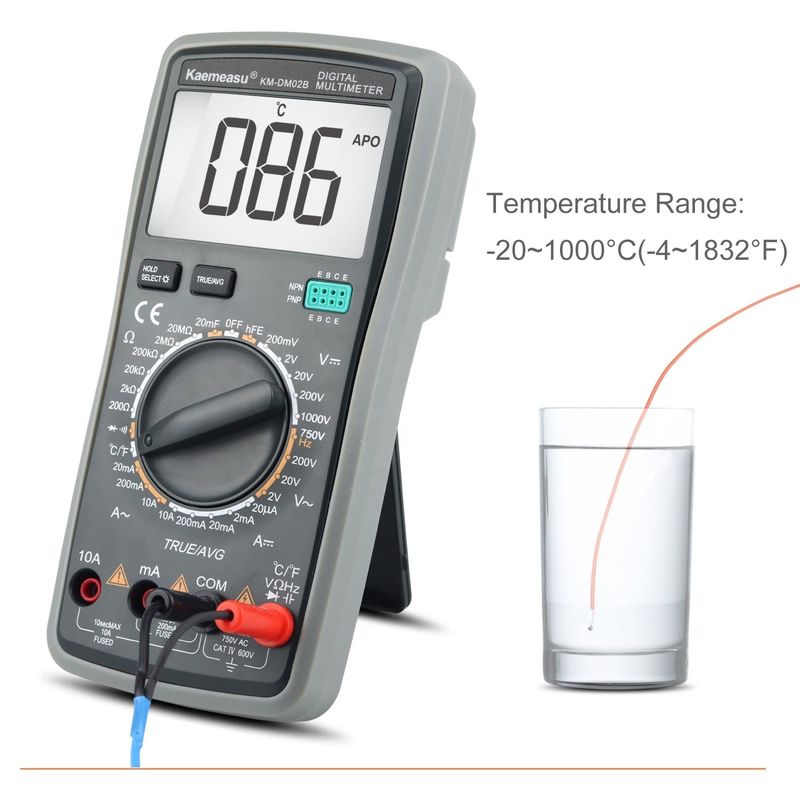 Alta precisão Anti-queimada 1000V Multimetros Digitais LCD Screen Voltmeter Função RMS Verdadeiro Multi Meter com sonda de temperatura
