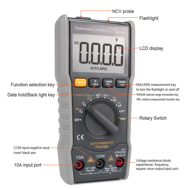 OEM ODM Anti-Combust Multitester DC/AC NCV medida saída de onda quadrada True-rms autonomia automática Multimetros digitais