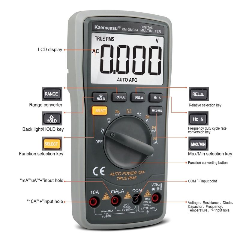 03A Multiméter Digital Inteligente de Alta Precisão Autorange Industrial NCV 1000V AC DC Multimetro Multimetro Digital Inteligente