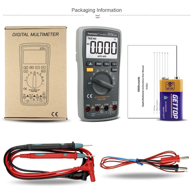 03A Multiméter Digital Inteligente de Alta Precisão Autorange Industrial NCV 1000V AC DC Multimetro Multimetro Digital Inteligente