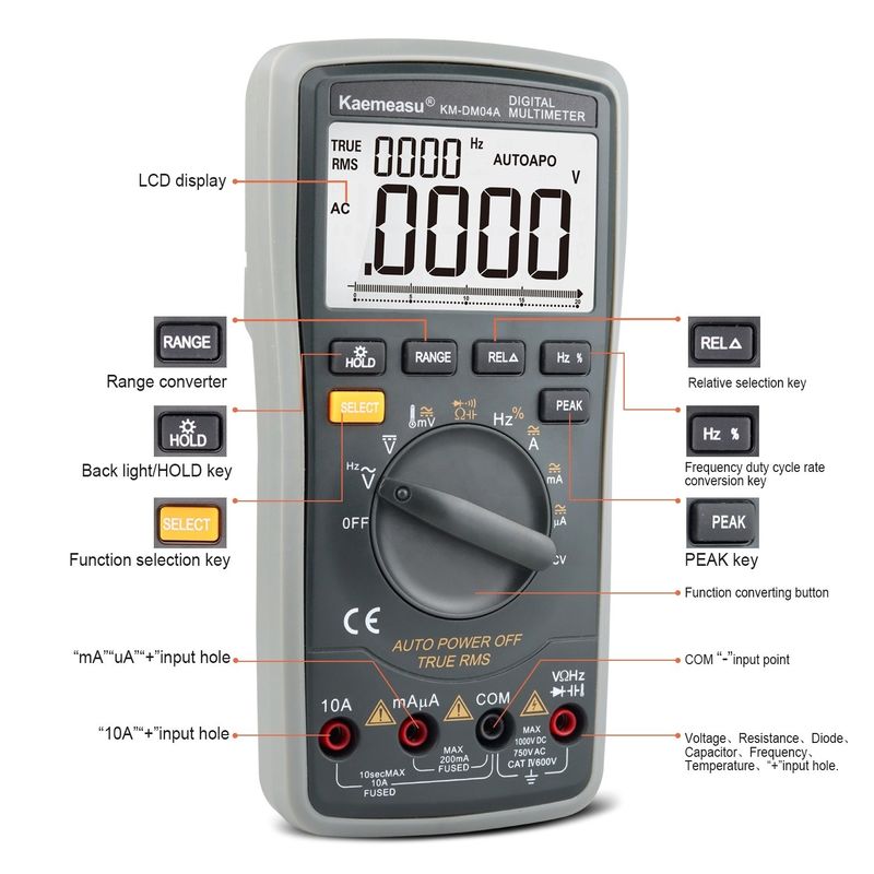 ABS Parts Electric 04A OEM ODM Auto range Smart Multitester equipamento de laboratório DC/AC 20000 Contas Multimetros digitais