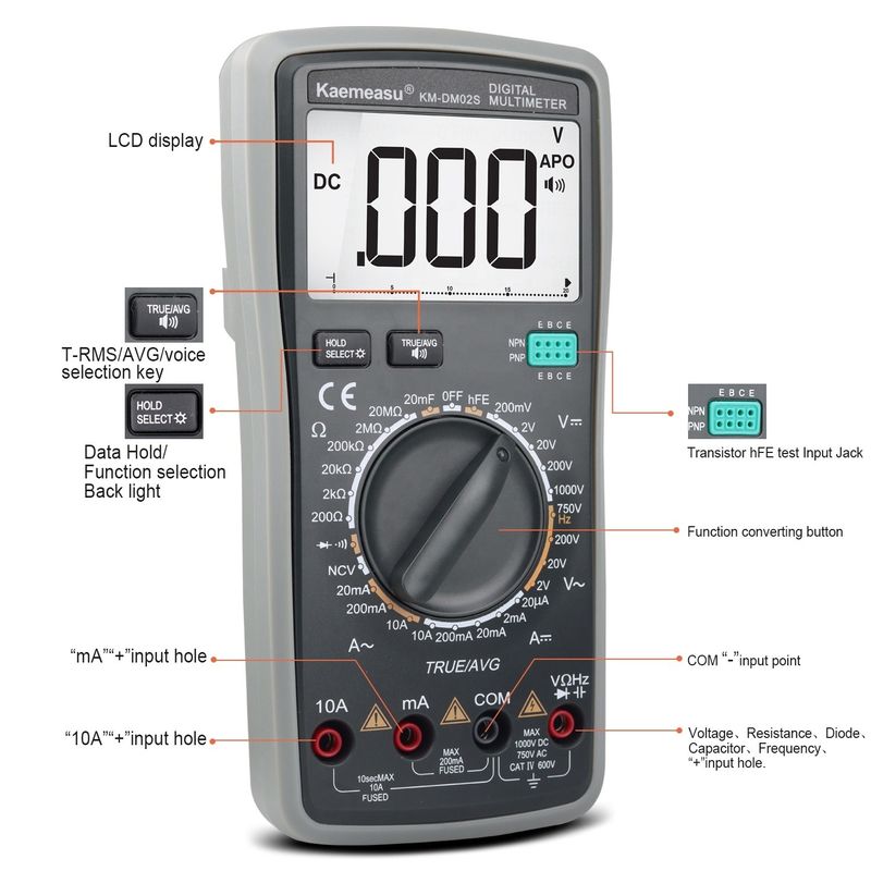 Multi-tester de voz inteligente Multifunção automática de alcance Equipamento de laboratório Teste de resistência Multiméter digital