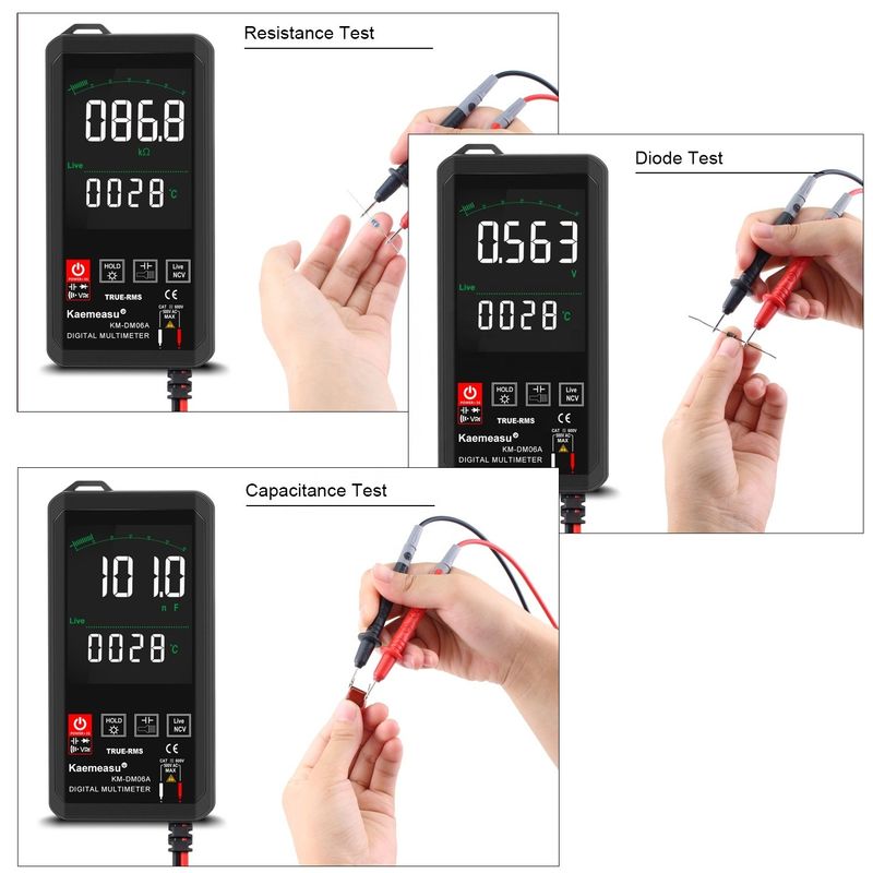Ferramentas de Reparação Eletrônica de Bolso Kaemeasu Mini Multiméter Digital Touch 6000 contagem Cor Grande ecrã Mini Multiméter Digital Touch