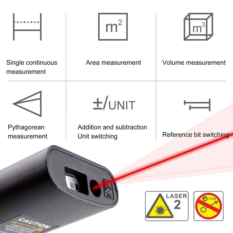40m Mini portátil USB recarregável Laser Distance Meter Alta precisão de infravermelho Electronic Ruler Laser Range Finder