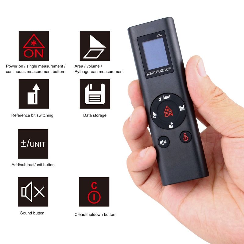 40m Mini portátil USB recarregável Laser Distance Meter Alta precisão de infravermelho Electronic Ruler Laser Range Finder