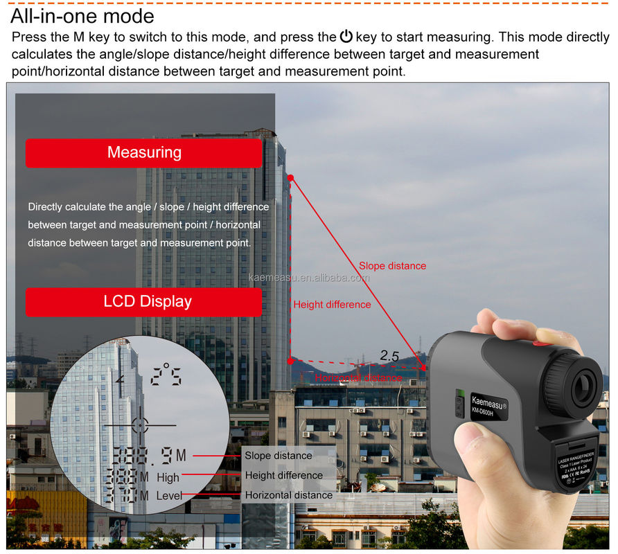 D450m Bateria Laser Distância Medidor Range Finder Golf Rangefinder Alcance de caça com nível de segurança de laser de classe 1 -20-50C
