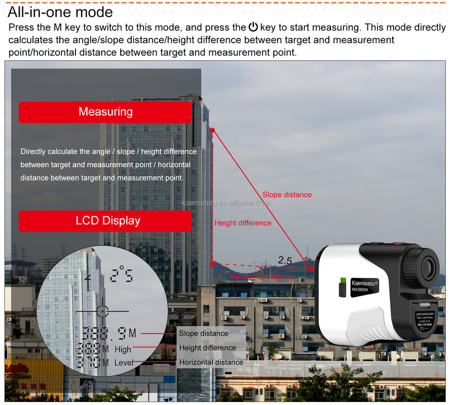 D Modelo Laser Distance Meter Golf Hunting Rangefinder Ideal para construção e aplicações industriais ao ar livre 100*82*40mm