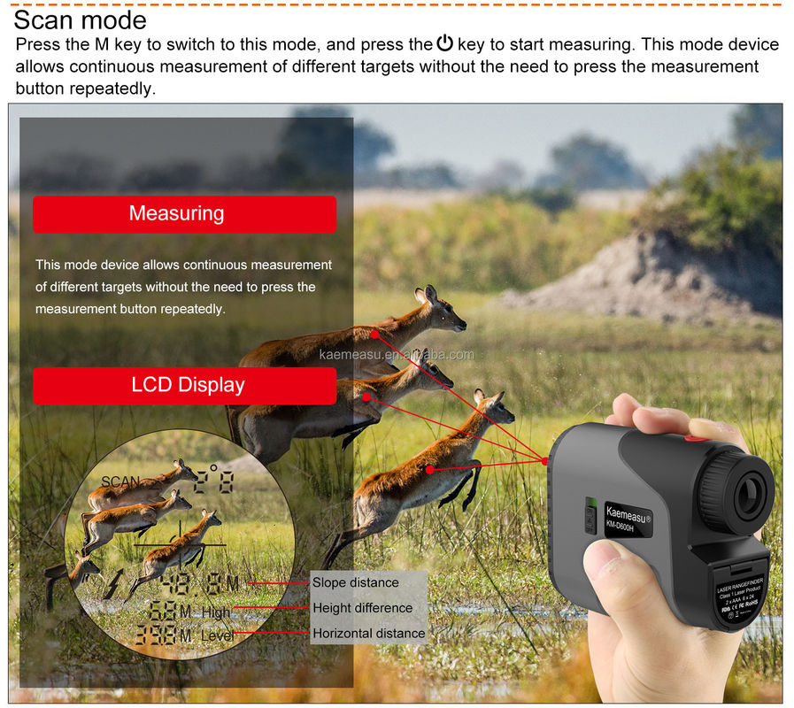 D Modelo Laser Range Finder Distance Meter Combo Golf Hunting Surveying Engineering Fornecimento de energia preciso 1.5V*2*AAA Bateria