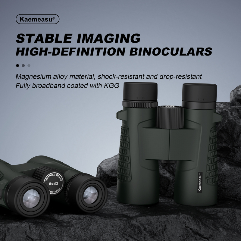 Kaemeasu C Modelo Verde Cor 10x42 HD Binoculares à prova d'água para adultos, Binoculares para observação de pássaros e caminhadas, Óptica com Prisma BAK4, Corpo à prova de choque de liga de magnésio, Visão clara e brilhante