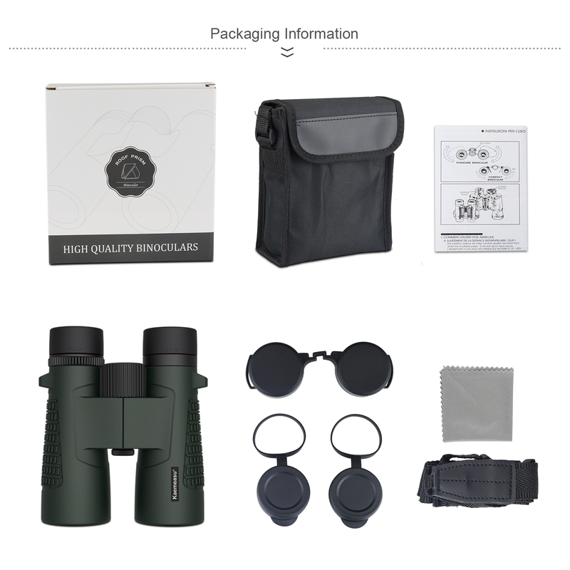 Kaemeasu C Modelo Verde Cor 10x42 HD Binoculares à prova d'água para adultos, Binoculares para observação de pássaros e caminhadas, Óptica com Prisma BAK4, Corpo à prova de choque de liga de magnésio, Visão clara e brilhante