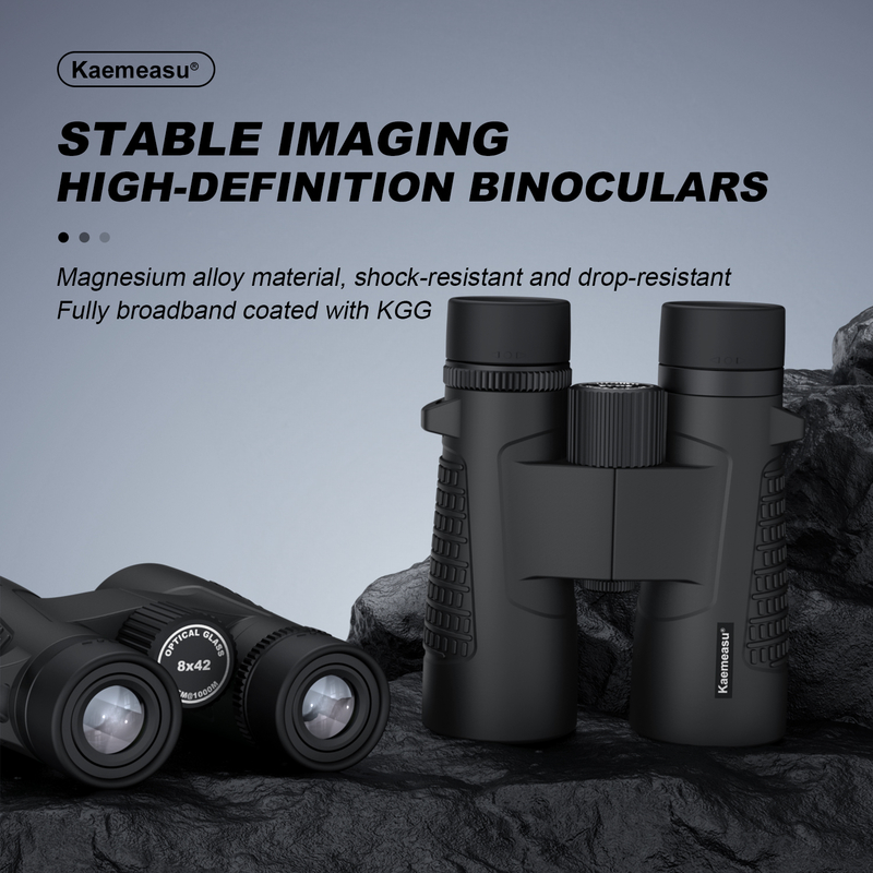 Kaemeasu C Modelo preto 10x42 HD Binoculares à prova d'água para adultos, Binoculares para observação de pássaros e caminhadas, Óptica com Prisma BAK4, Corpo à prova de choque de liga de magnésio, Visão clara e brilhante